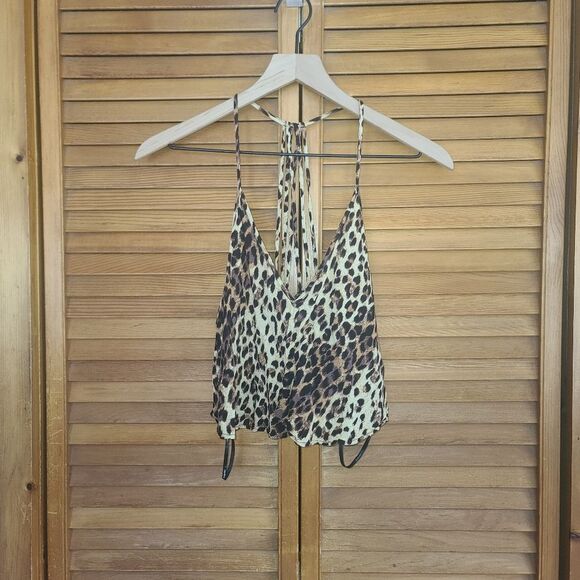 Forever 21 Leopard Print Cropped Strappy Tank Size M - Picture 5 of 8